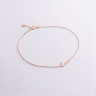 Золотой браслет на ногу "Love" б03685 №4