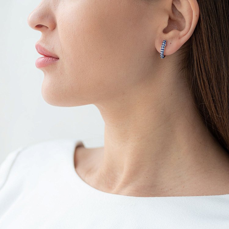 Золотые серьги (синий сапфир) сб0253sth от ювелирного магазина Оникс - 1