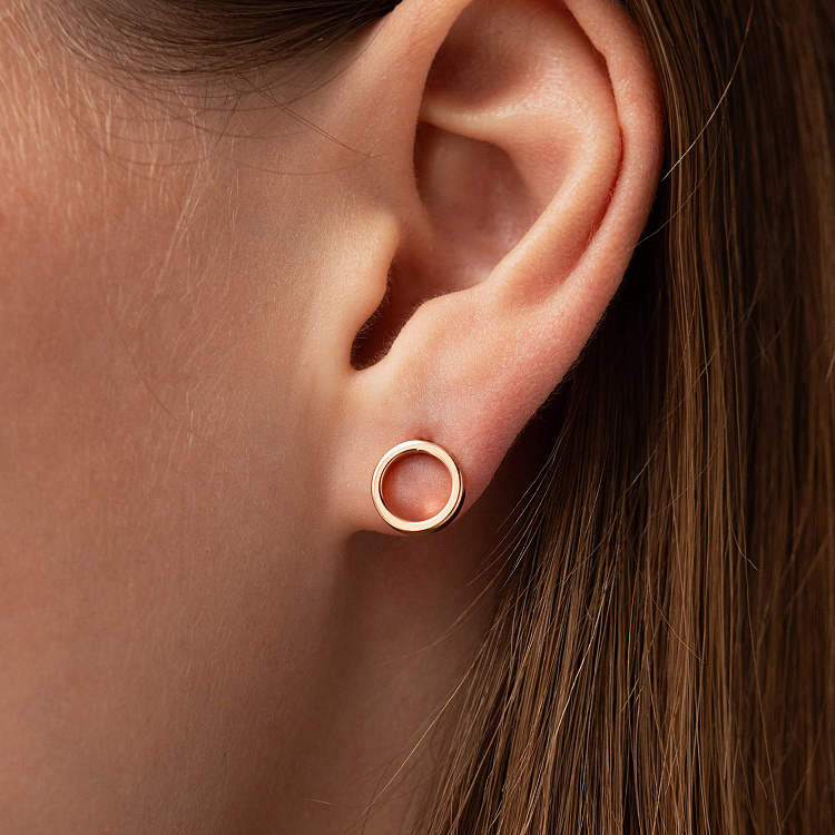 Сережки - пусети "Кругообіг" у червоному золоті с08306 від ювелірного магазину Онікс - 7