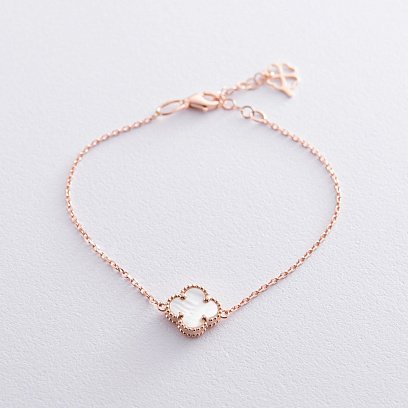 Браслет "Клевер" в красном золоте (перламутр) б04457