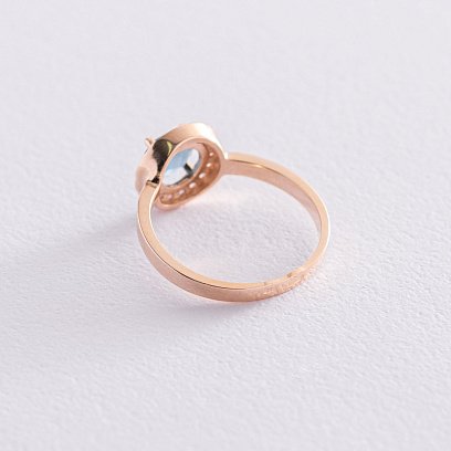 Золотое кольцо с голубым и белыми фианитами к06841 №4