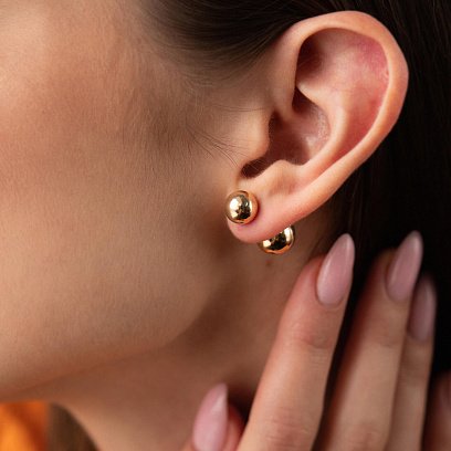 Серьги "Шарики" в желтом золоте с08243