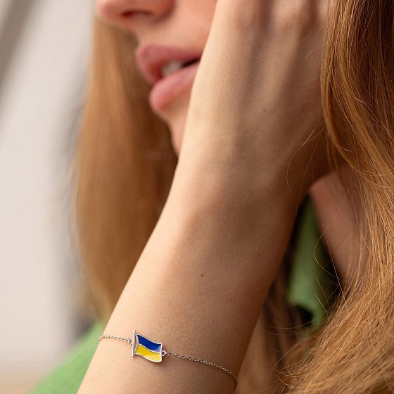 Браслет "Флаг Украины" в серебре (синяя и желтая эмаль) 141716 №2