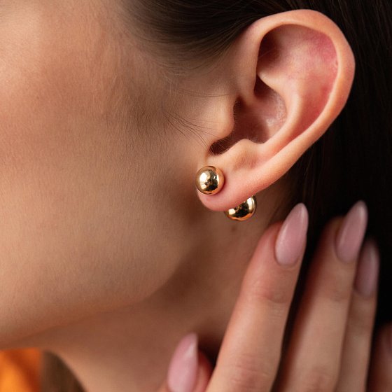 Серьги "Шарики" в желтом золоте с08243