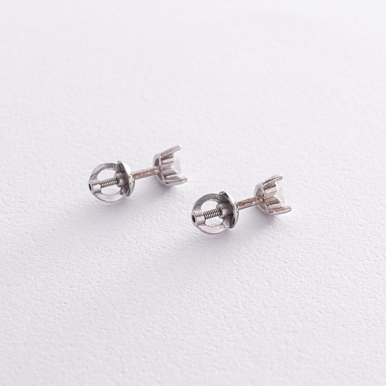 Срібні сережки - пусети "Сердечки" з фіанітами 1119 №5