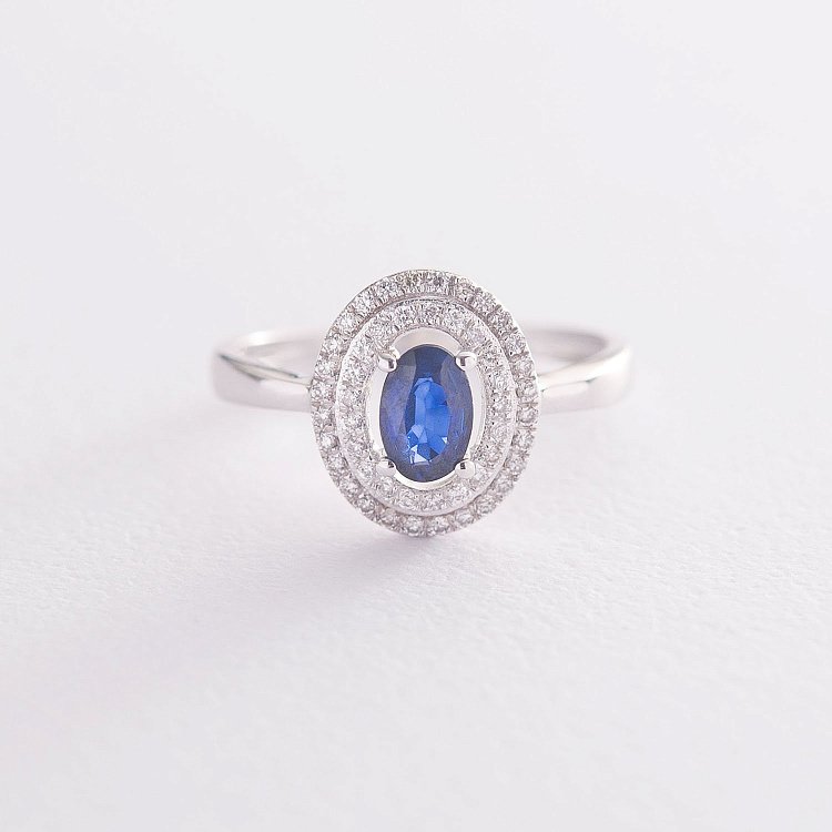 Золотое кольцо с сапфиром и бриллиантами C01303R от ювелирного магазина Оникс - 6