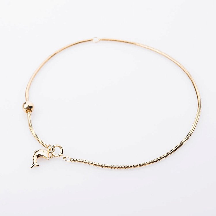 Золотой браслет на ногу "Дельфин" б00755 от ювелирного магазина Оникс