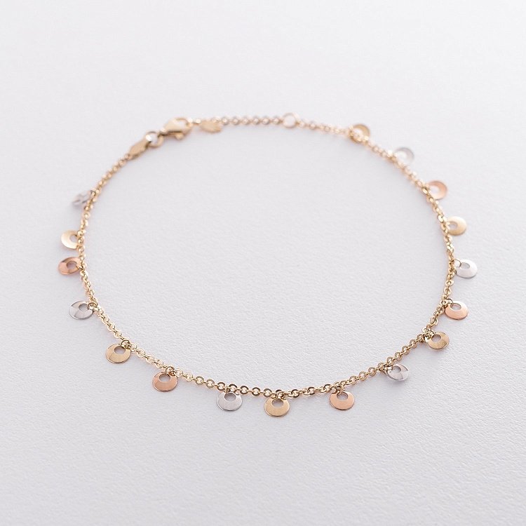 Золотий браслет з кружечками б04182 від ювелірного магазину Онікс