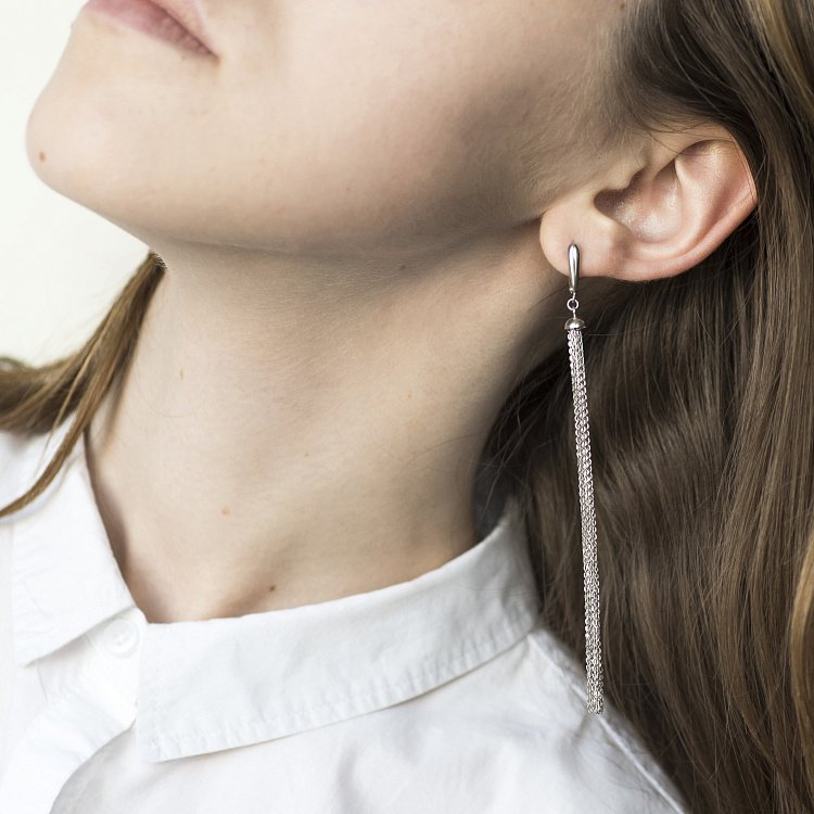 Срібні висячі сережки "Дощ" 480051c від ювелірного магазину Онікс - 3