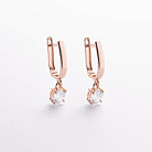 Золоті сережки з фіанітами на англійській застібці с01444 от ювелирного магазина Оникс