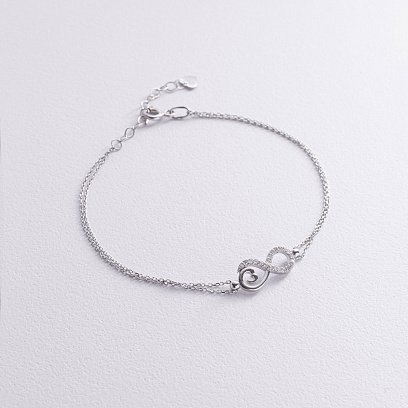 Браслет "Бесконечность" в белом золоте (фианиты) б05309 №3