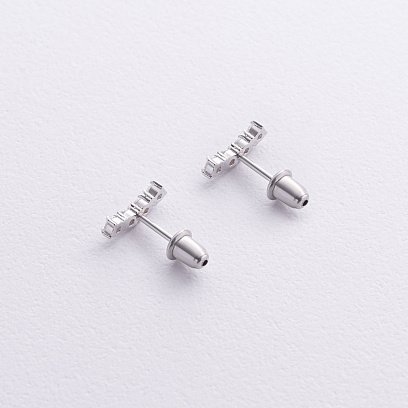 Сережки - пусети "Lora" з фіанітами (срібло) 7240 №3