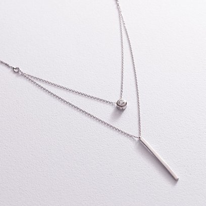 Двойное золотое колье "Хлоя" с фианитом кол02048