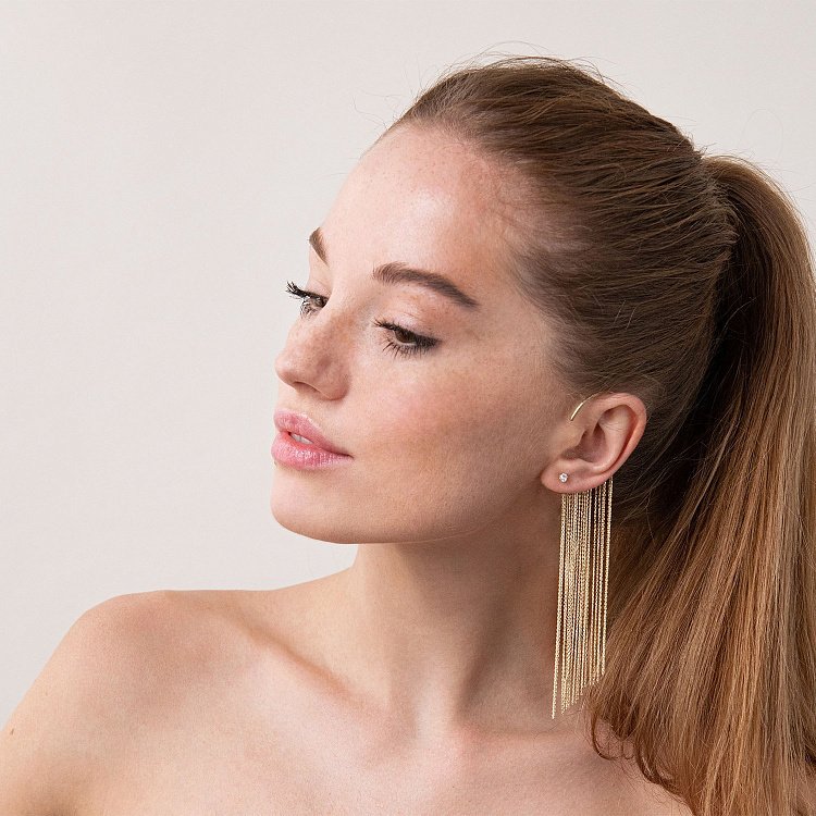 Сережка - каффа "Неповторність" в жовтому золоті с07560 - 11 Сережка - каффа "Неповторність" в жовтому золоті с07560 від ювелірного магазину Онікс - 11