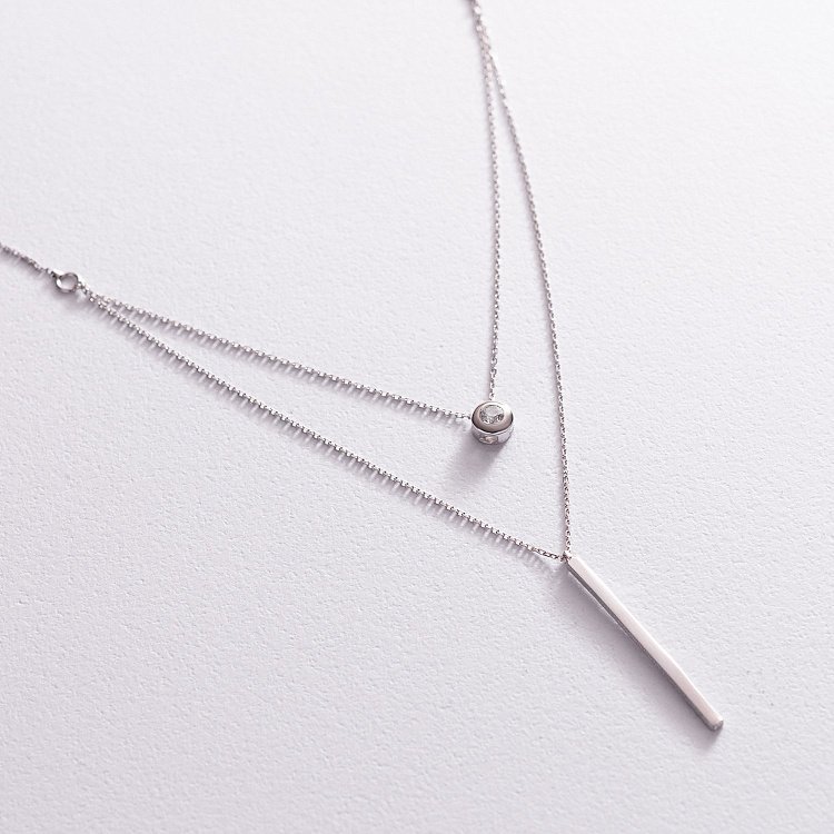 Двойное золотое колье "Хлоя" с фианитом кол02048 от ювелирного магазина Оникс