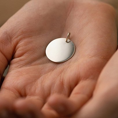 Кулон для гравіювання в білому золоті (21 мм) п03182 №2