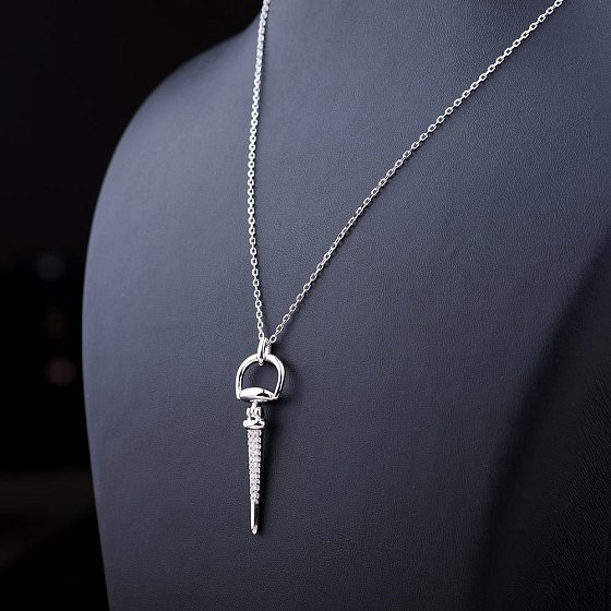 Серебряное колье "Шуруп" с фианитами 18538 №4