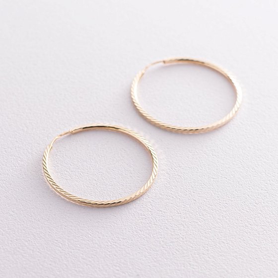 Сережки - кільця в жовтому золоті (3.4 см) с07187 №3
