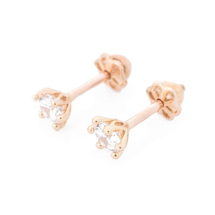 Золотые серьги-пусеты с  фианитами c01567 от ювелирного магазина Оникс - 2