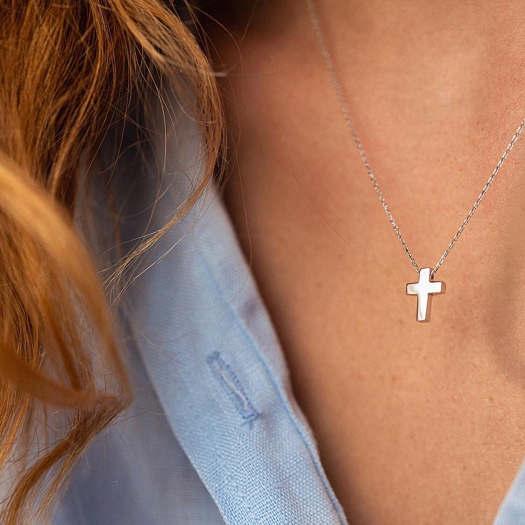 Кольє "Хрестик" у білому золоті кол02269 від ювелірного магазину Онікс - 5