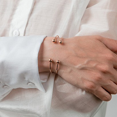 Жорсткий браслет "Кульки" (червоне золото) б05566 №2