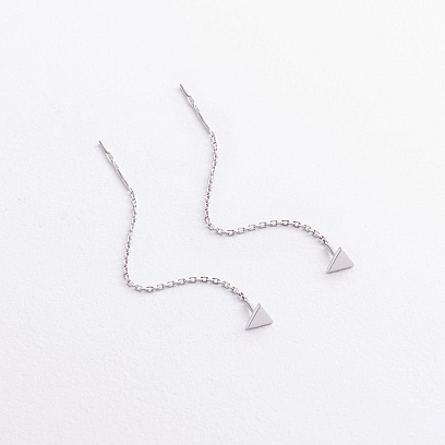 Серебряные серьги - протяжки "Треугольники" 902-01552