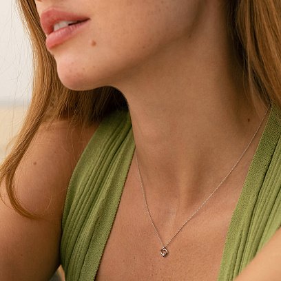 Золоте кольє "Сердечко" з діамантом колб0110y №2