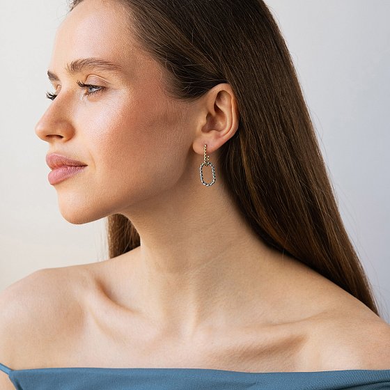 Сережки "Ester" у жовтому та білому золоті с09632 №2