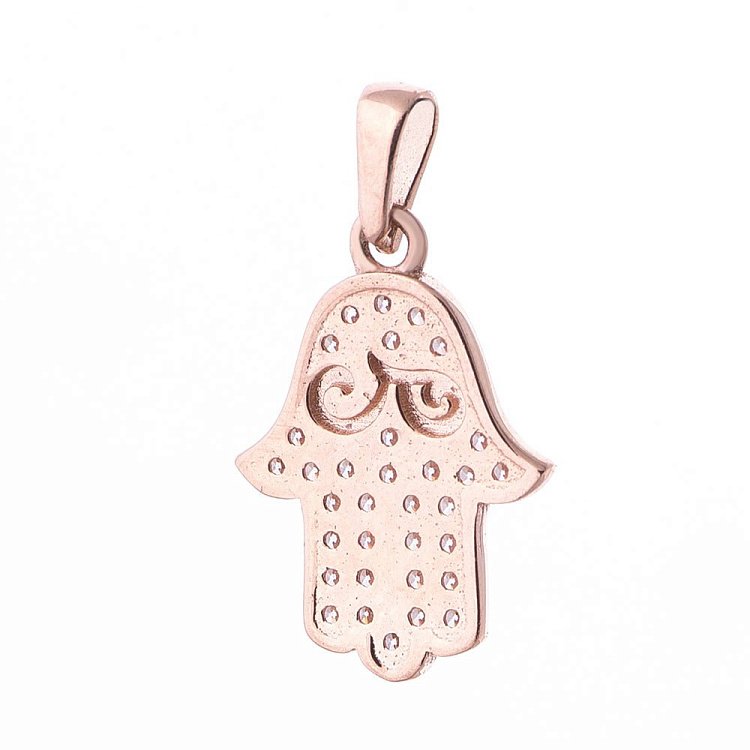 Золотая подвеска "Хамса" с фианитами п02774 от ювелирного магазина Оникс - 1