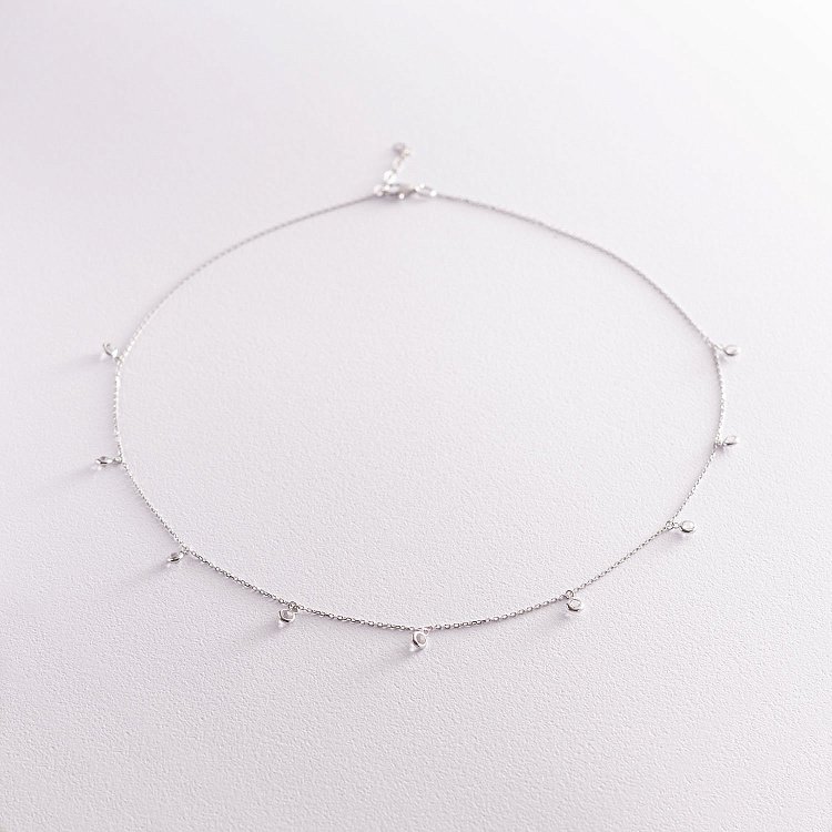 Кольє з білого золота з фіанітами кол01787 від ювелірного магазину Онікс