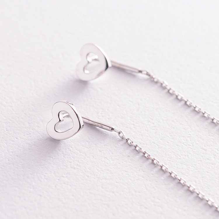 Золоті сережки - протяжки "Сердечки" с07703 від ювелірного магазину Онікс - 2