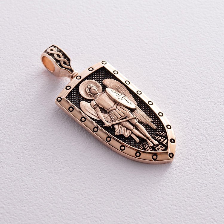 Золотой кулон "Архангел Михаил моли Бога о нас" п03823 от ювелирного магазина Оникс - 2