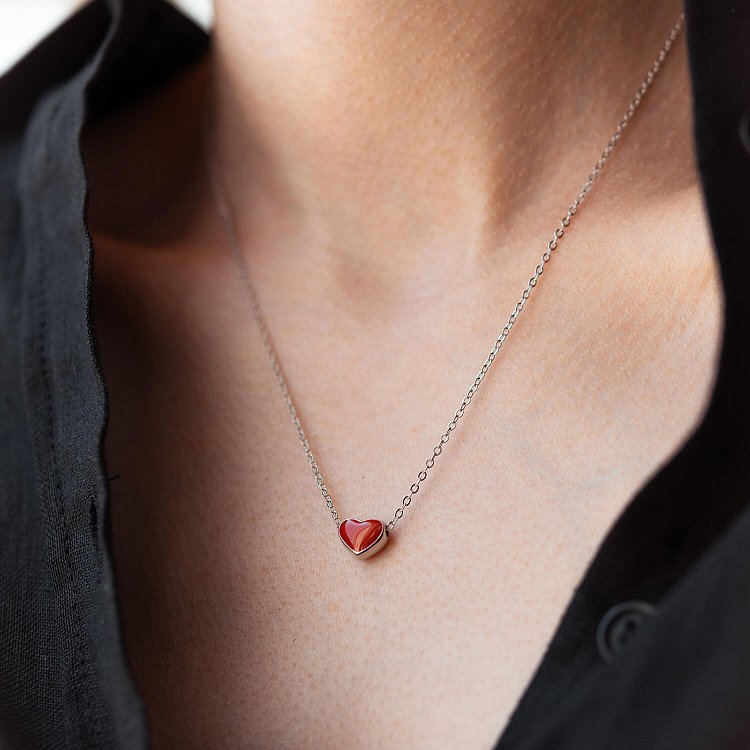 Серебряное колье "Сердечко" (эмаль) 18767 от ювелирного магазина Оникс - 2