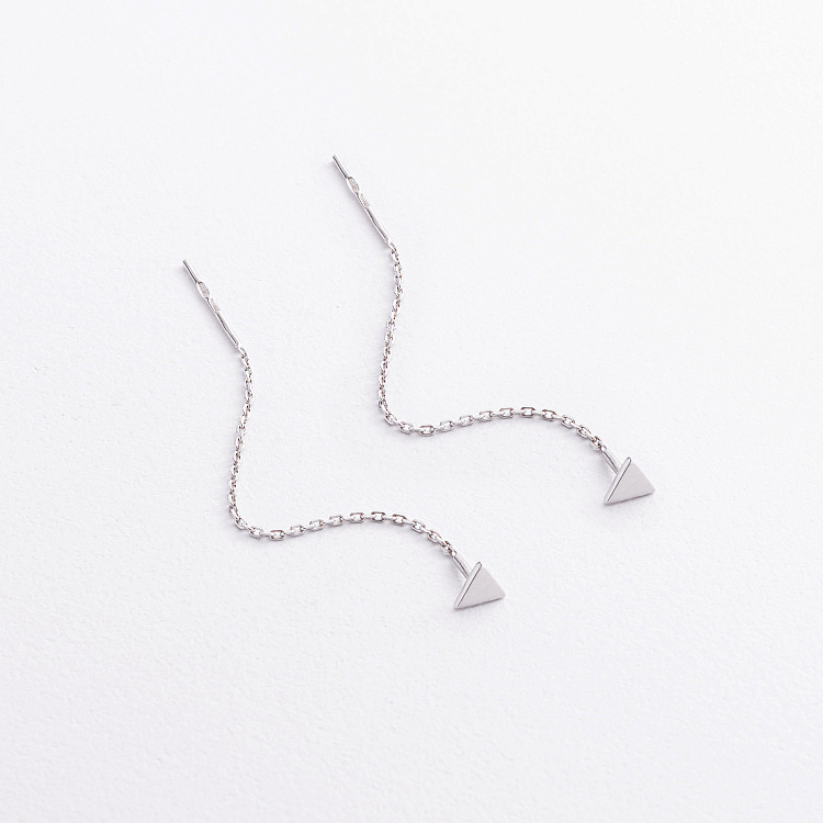 Серебряные серьги - протяжки "Треугольники" 902-01552 от ювелирного магазина Оникс