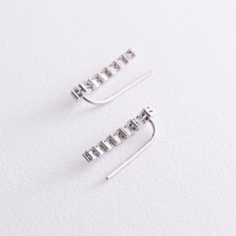 Золотые серьги - клаймберы (бриллианты) 321141121 от ювелирного магазина Оникс - 4