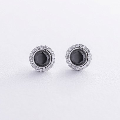 Серьги - пусеты с бриллиантами (белое золото) 336191122 №3