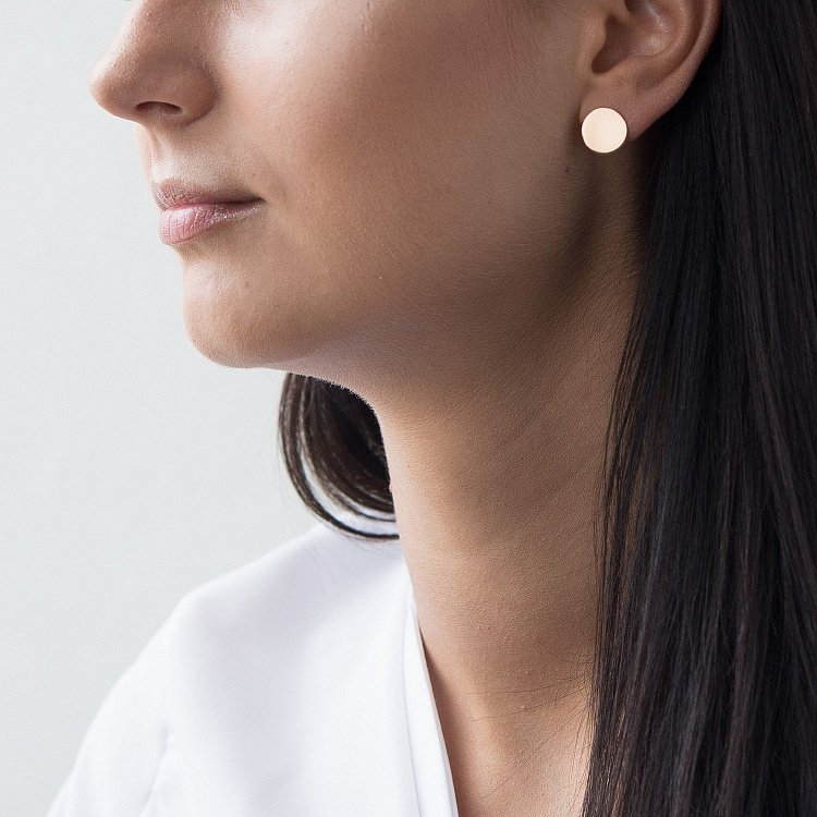 Золотые серьги-пусеты "Кружочки" с06464 от ювелирного магазина Оникс - 6