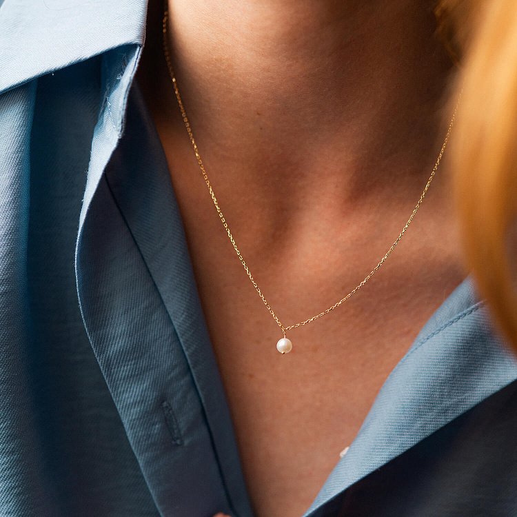 Колье с жемчужиной (желтое золото) кол02401 от ювелирного магазина Оникс - 5