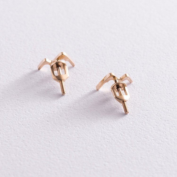 Сережки - пусети "Гори" в жовтому золоті с07573 від ювелірного магазину Онікс - 2