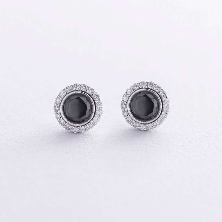 Серьги - пусеты с бриллиантами (белое золото) 336191122 от ювелирного магазина Оникс - 2