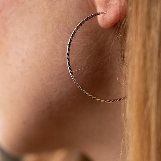 Серьги - кольца в белом золоте (3.8 см) с07796