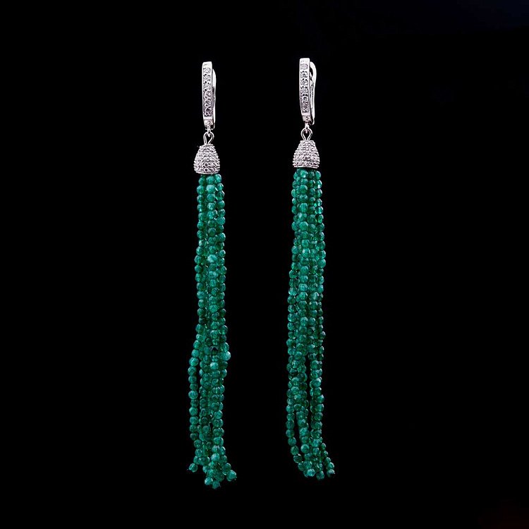 Срібні сережки з фіанітами і смарагдами 121813 від ювелірного магазину Онікс - 2