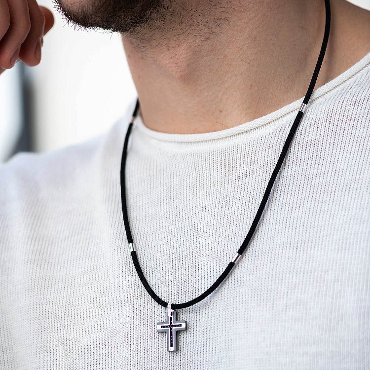 Хрест із білого золота (циркон, фіаніти) 403-00005/1 від ювелірного магазину Онікс - 1