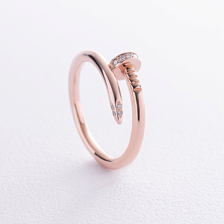 Кольцо "Гвоздь" с бриллиантами (красное золото) кб0474м от ювелирного магазина Оникс