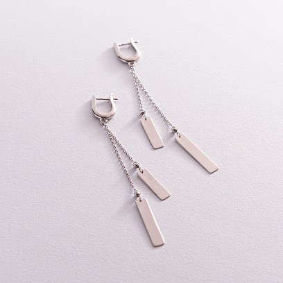 Серебряные висячие серьги "Геометрия" 123079