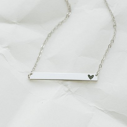 Срібне кольє з гравіюванням "Серце" 18978сер №2