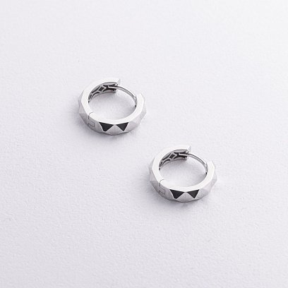 Серьги - кольца "Louise" в белом золоте с09010 №2