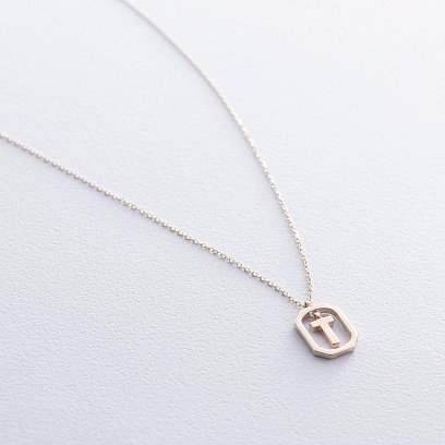 Кольє з літерою "Т" у жовтому золоті кол02463Т №3