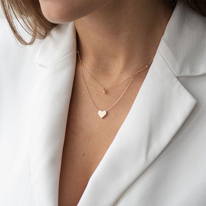 Золоте кольє "Серце" з фіанітом кол01436 №2