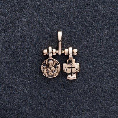 Золотая подвеска c крестиком и ладанкой п03792 №5